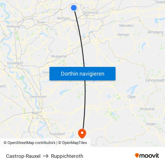 Castrop-Rauxel to Ruppichteroth map