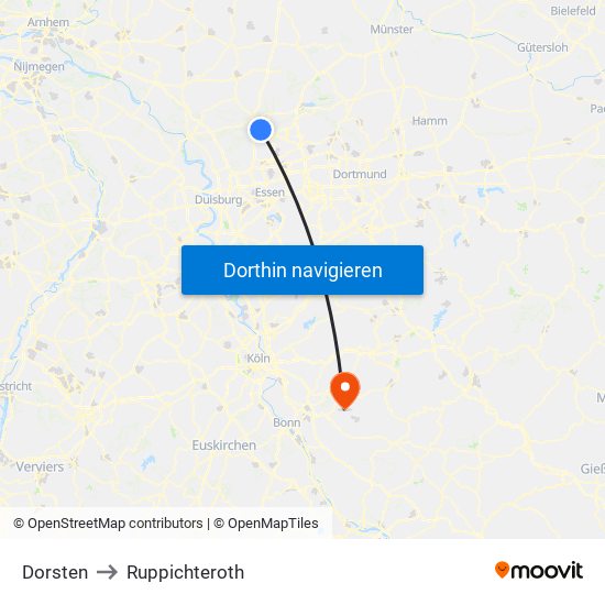 Dorsten to Ruppichteroth map