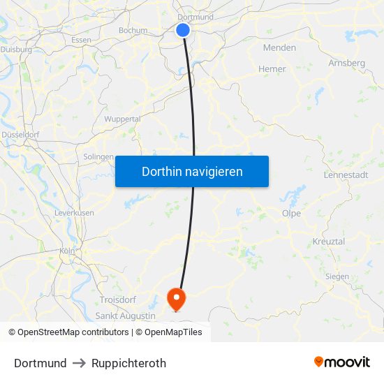 Dortmund to Ruppichteroth map