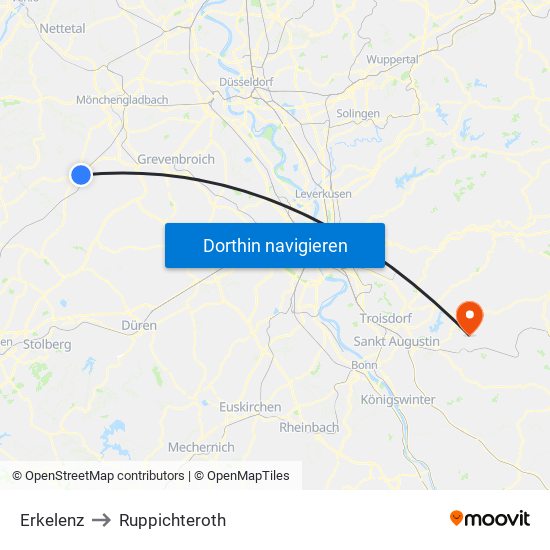 Erkelenz to Ruppichteroth map