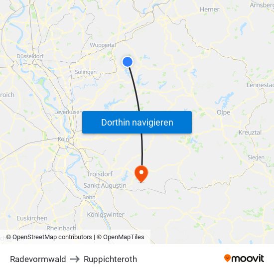 Radevormwald to Ruppichteroth map