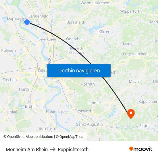 Monheim Am Rhein to Ruppichteroth map