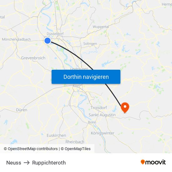 Neuss to Ruppichteroth map