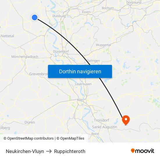 Neukirchen-Vluyn to Ruppichteroth map