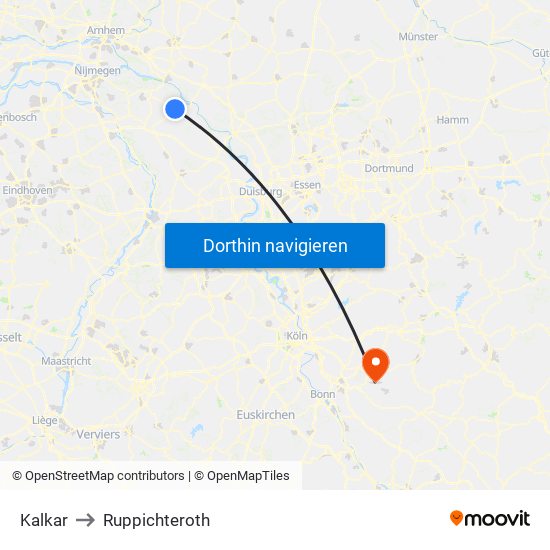 Kalkar to Ruppichteroth map