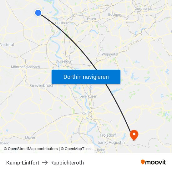 Kamp-Lintfort to Ruppichteroth map