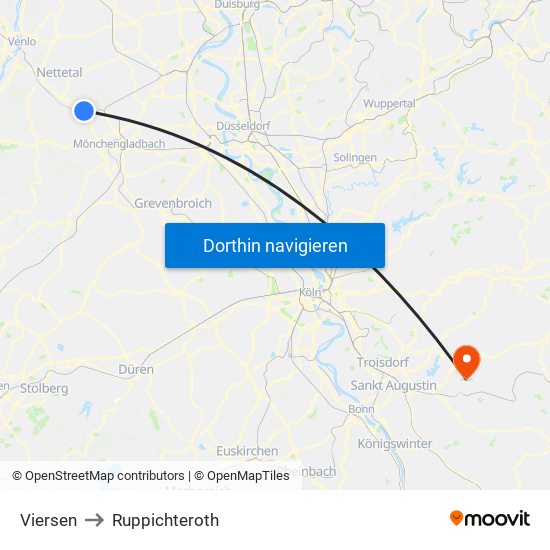 Viersen to Ruppichteroth map