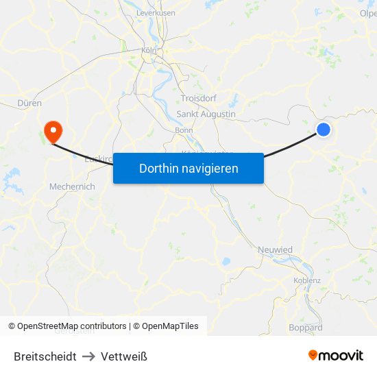 Breitscheidt to Vettweiß map