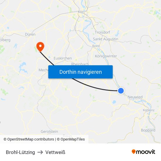 Brohl-Lützing to Vettweiß map