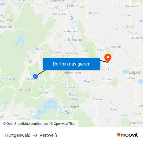 Hürtgenwald to Vettweiß map