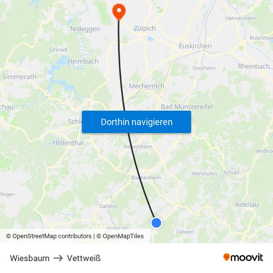 Wiesbaum to Vettweiß map