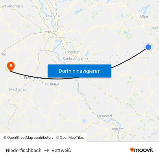 Niederfischbach to Vettweiß map