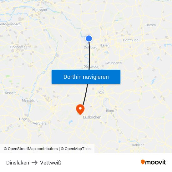 Dinslaken to Vettweiß map