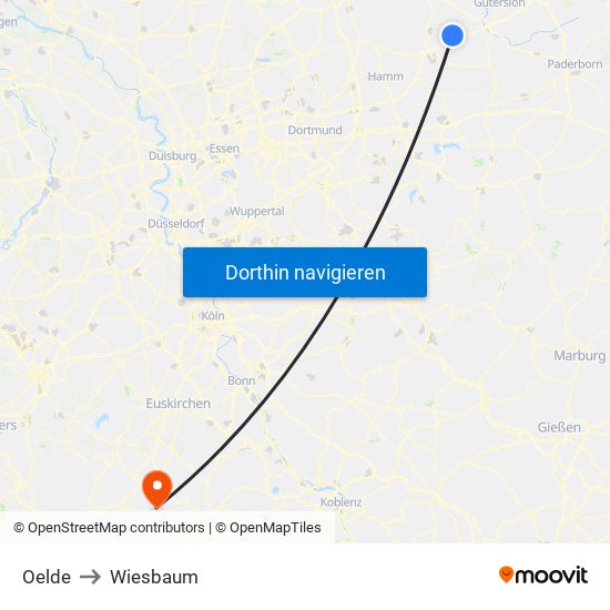 Oelde to Wiesbaum map