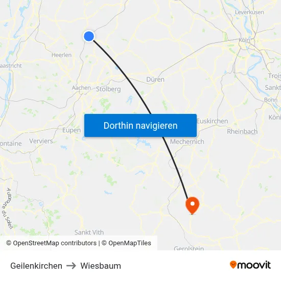 Geilenkirchen to Wiesbaum map