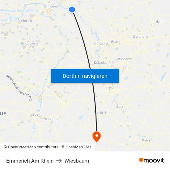 Emmerich Am Rhein to Wiesbaum map