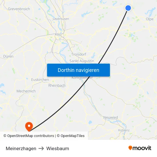 Meinerzhagen to Wiesbaum map