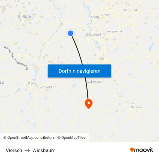 Viersen to Wiesbaum map