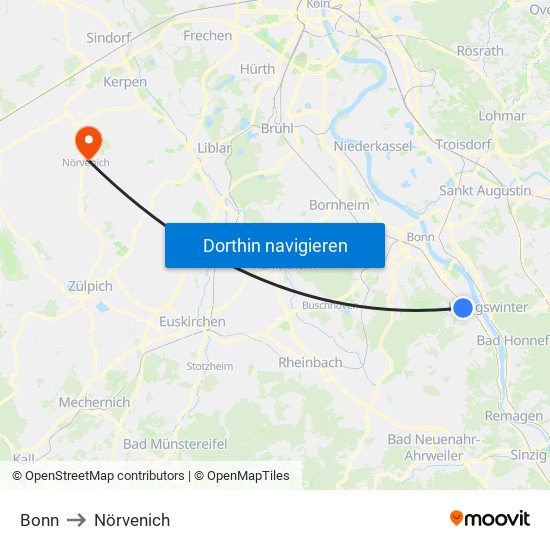 Bonn to Nörvenich map