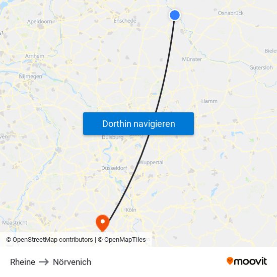 Rheine to Nörvenich map