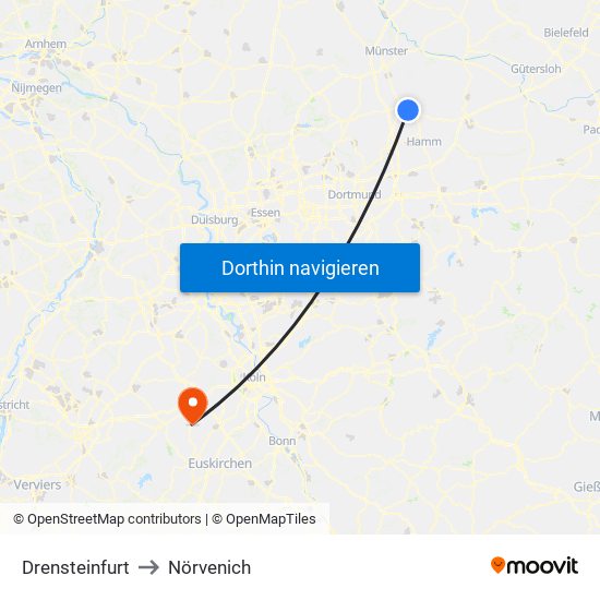 Drensteinfurt to Nörvenich map