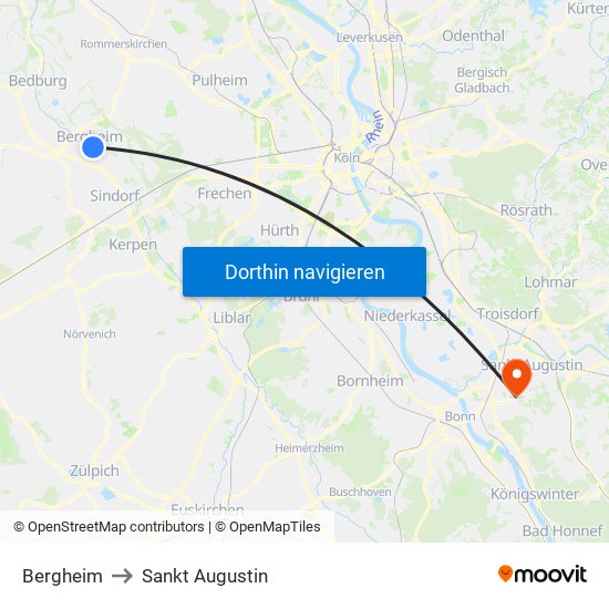 Bergheim to Sankt Augustin map