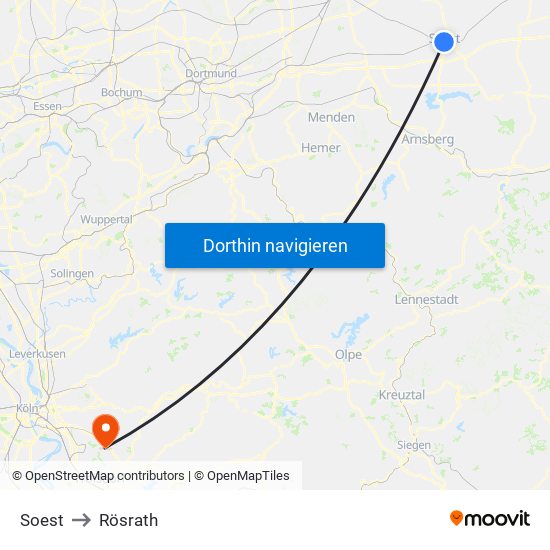 Soest to Rösrath map