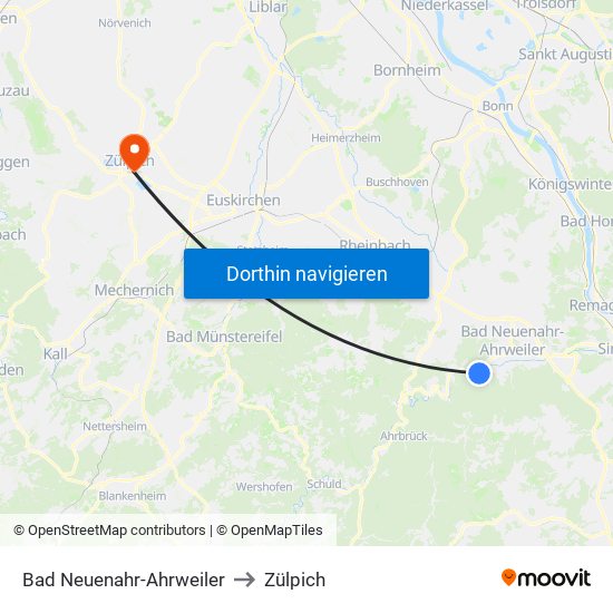 Bad Neuenahr-Ahrweiler to Zülpich map