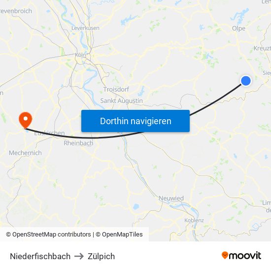 Niederfischbach to Zülpich map