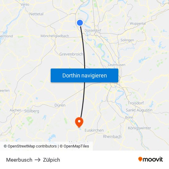 Meerbusch to Zülpich map