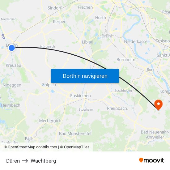 Düren to Wachtberg map
