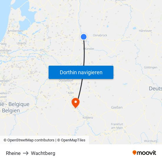 Rheine to Wachtberg map