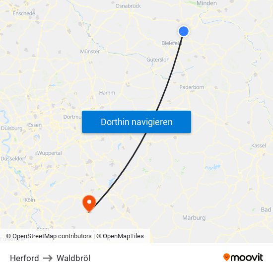 Herford to Waldbröl map