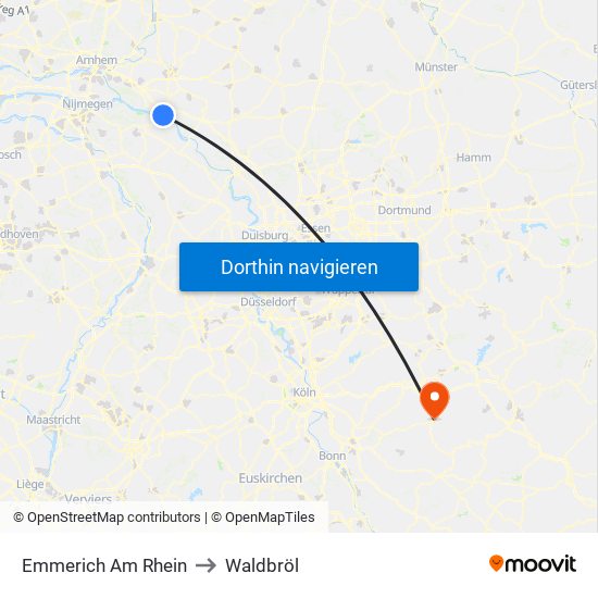 Emmerich Am Rhein to Waldbröl map