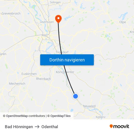 Bad Hönningen to Odenthal map