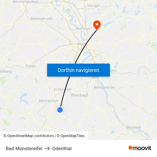 Bad Münstereifel to Odenthal map