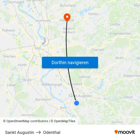 Sankt Augustin to Odenthal map