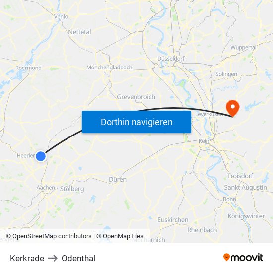 Kerkrade to Odenthal map