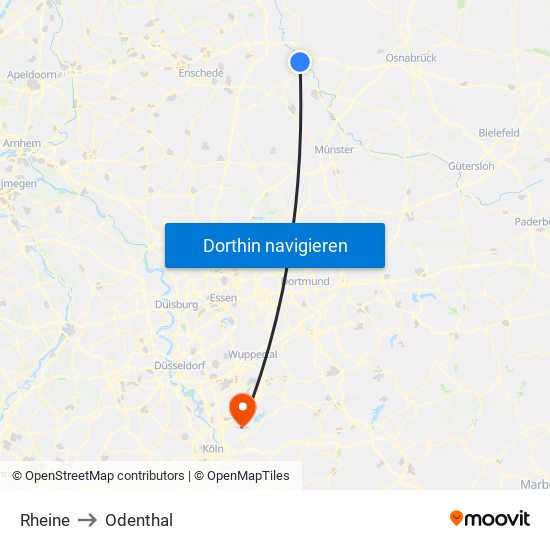 Rheine to Odenthal map