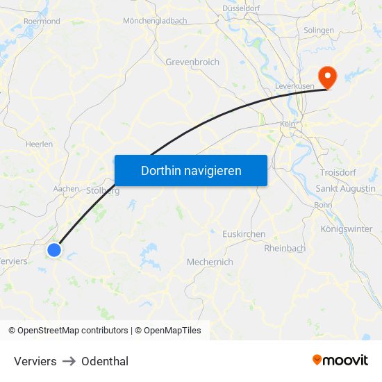 Verviers to Odenthal map