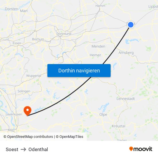 Soest to Odenthal map