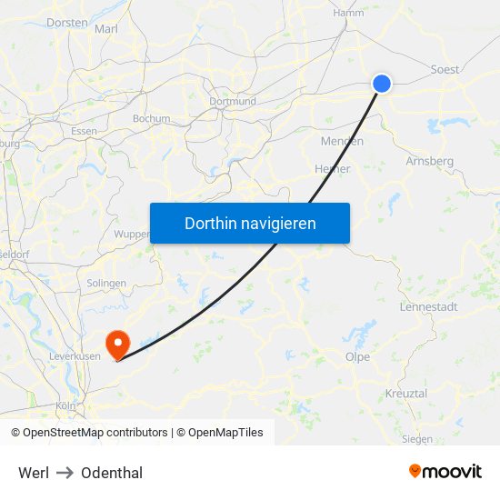 Werl to Odenthal map