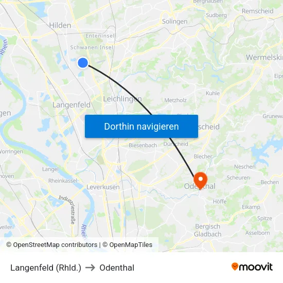 Langenfeld (Rhld.) to Odenthal map