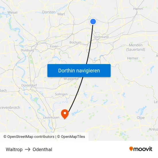 Waltrop to Odenthal map