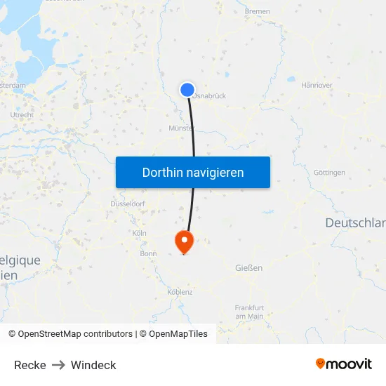 Recke to Windeck map