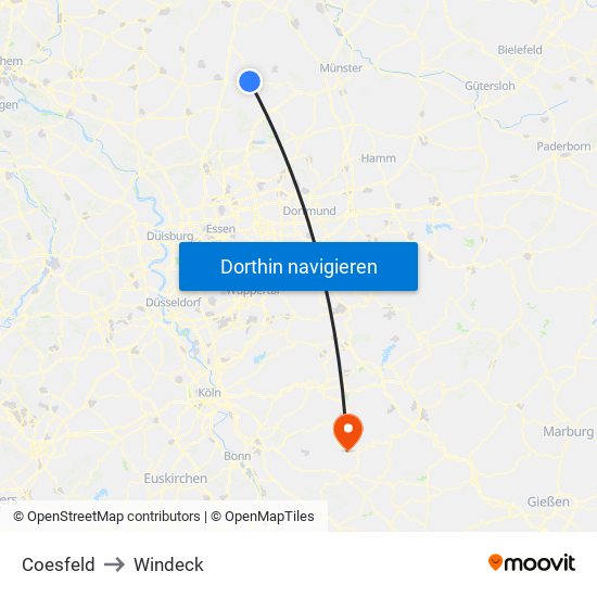 Coesfeld to Windeck map