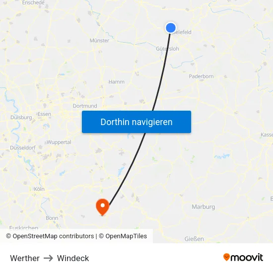 Werther to Windeck map