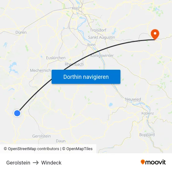 Gerolstein to Windeck map