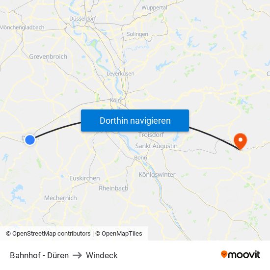 Bahnhof - Düren to Windeck map