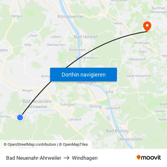 Bad Neuenahr-Ahrweiler to Windhagen map